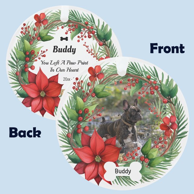 Ornamento navideño en memoria de los Mascotas de 2 (2-sides Pet Memorial Christmas Ornament)