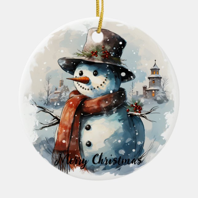 Ornamento navideño 🎄 encantado de Snowman (Frente)