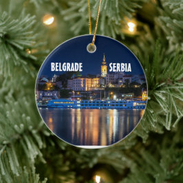 Ornamento navideño escénico de Belgrado Serbia