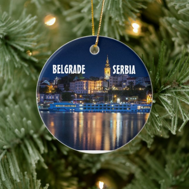 Ornamento navideño escénico de Belgrado Serbia (Árbol)