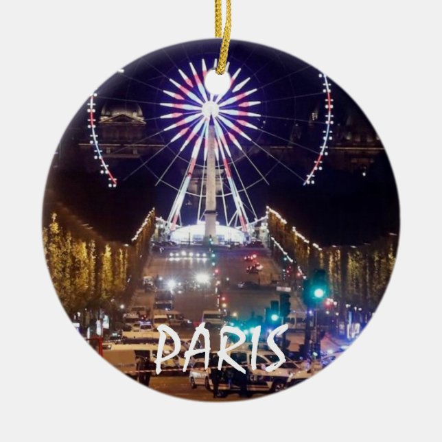 Ornamento navideño escénico de vacaciones de París (Frente)