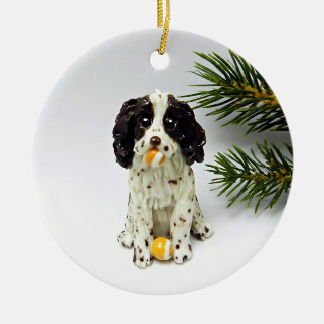 Ornamento navideño español de perro de la primaver (Frente)