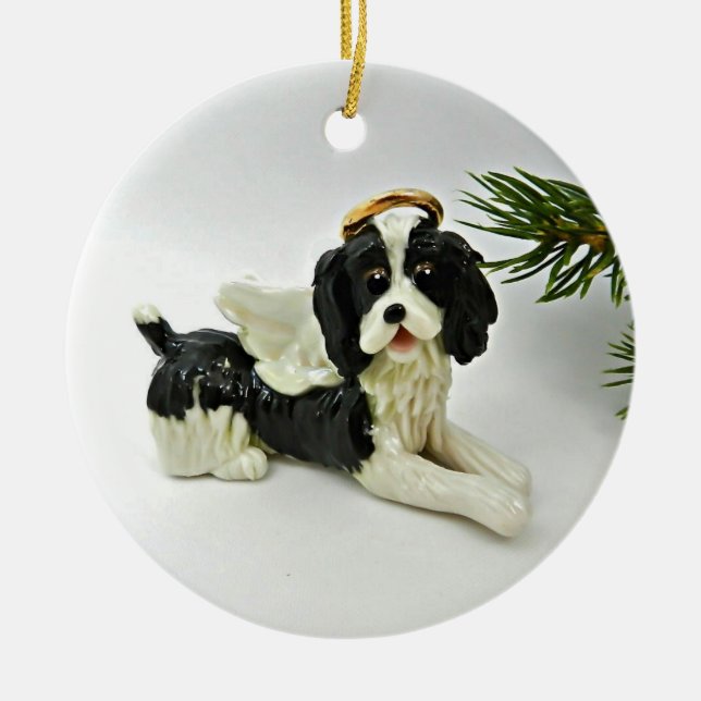 Ornamento navideño español de perro de la primaver (Frente)