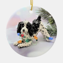 Ornamento navideño español de perro de la primaver