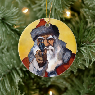 Ornamento navideño espeluznante de Santa Cerámica