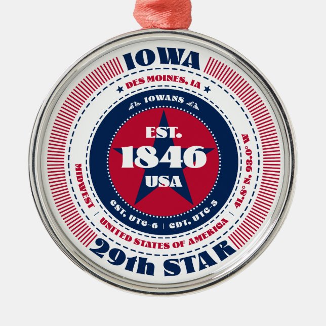 Ornamento navideño estatal Iowa 29 (Frente)