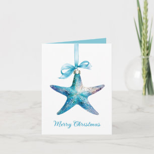 Ornamento navideño estelar azul personalizado