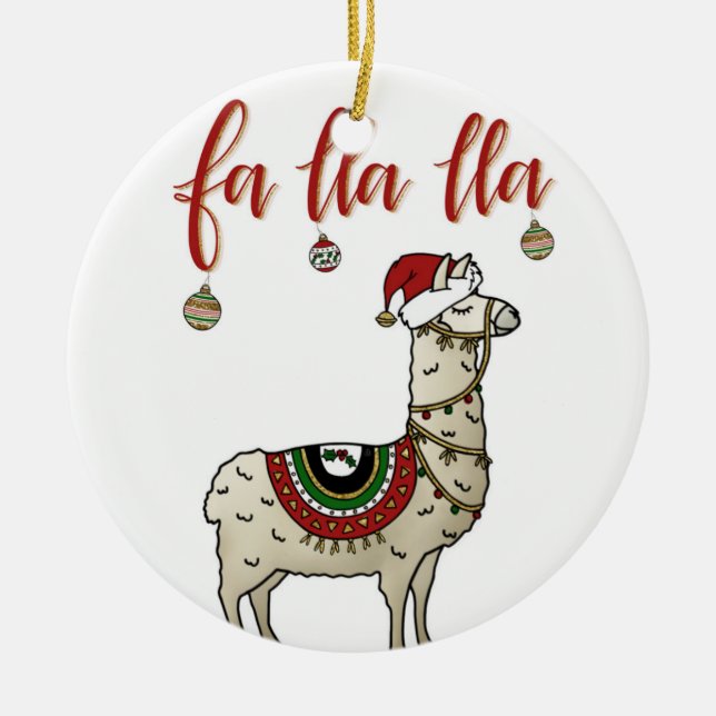 Ornamento navideño Fa Lla Lla Llama (Frente)