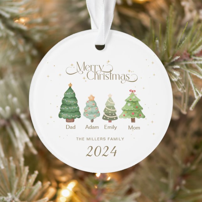 Ornamento navideño familiar, familia personalizada (Árbol)