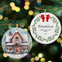 Ornamento navideño familiar personalizado, de dos 