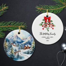 Ornamento navideño familiar personalizado, de dos 