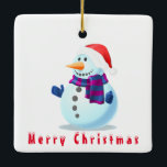 Ornamento navideño Feliz Snowman<br><div class="desc">Feliz Hombre de nieve - Feliz Navidad - Elige / Agrega tu texto único / nombre / color - Haz tu regalo especial - Redimensiona y mueve o elimina y agrega elementos / texto con la herramienta de personalización ! También puede transferir estos diseños a más de 1000 productos Zazzle....</div>