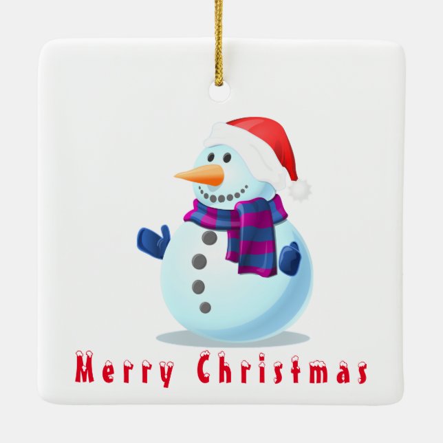 Ornamento navideño Feliz Snowman (Reverso)