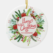 Ornamento navideño floral personalizado
