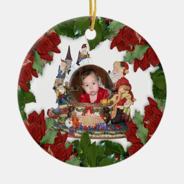 Ornamento navideño Fotografía fotograma holly poin (Frente)