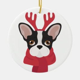 Ornamento navideño francés de bulldog