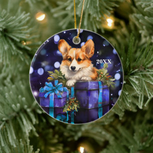 Ornamento navideño galés de Pembroke Corgi Perro