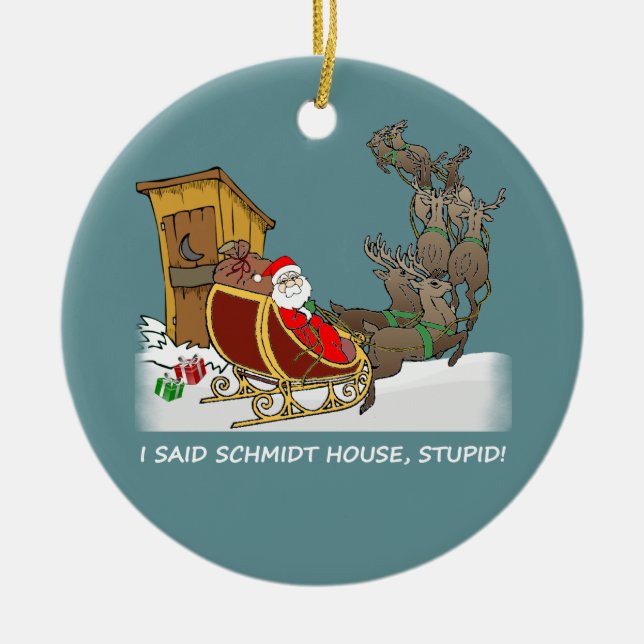 Ornamento navideño gracioso de Schmidt House (Frente)