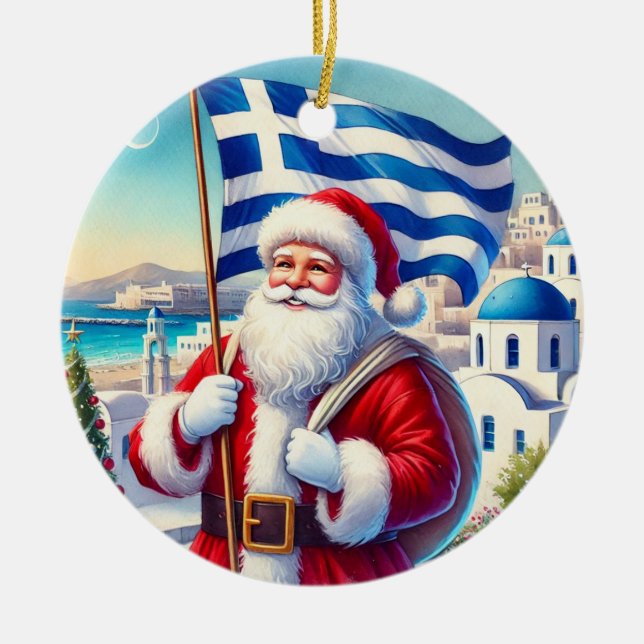 Ornamento navideño griego personalizado (Frente)