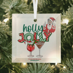 Ornamento navideño "Holly Jolly", bebidas de vacac