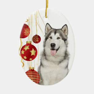 Ornamento navideño Husky