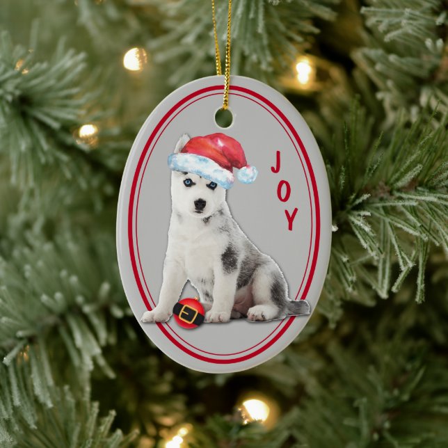 Ornamento navideño Husky Santa Hat (Árbol)