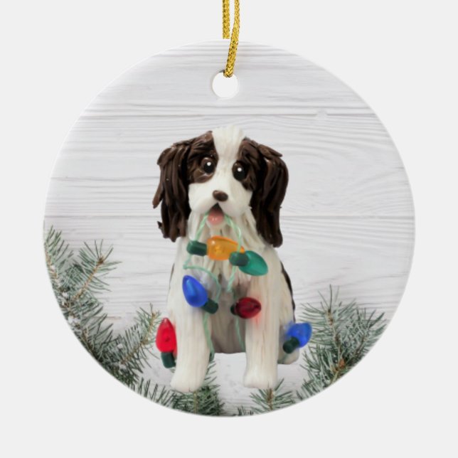 Ornamento navideño inglés Springer español (Frente)