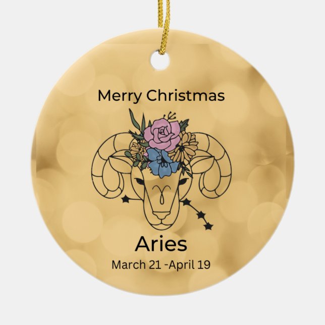 Ornamento navideño inspirado por la época de Aries (Frente)