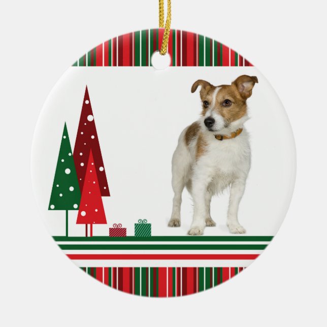 Ornamento navideño Jack Russell Retro (Frente)
