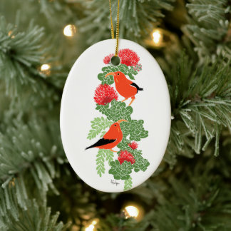 Ornamento navideño Lehua e Iiwi