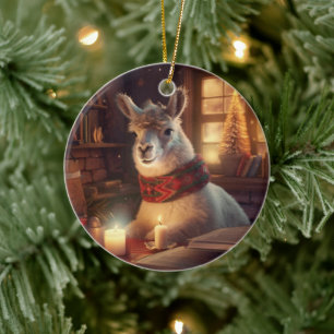 Ornamento navideño Llama Merry, regalo de amante d