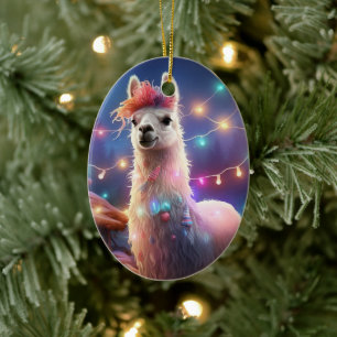 Ornamento navideño Llama Merry, regalo de amante d