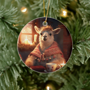 Ornamento navideño Llama Merry, regalo de amante d