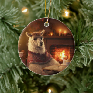 Ornamento navideño Llama Merry, regalo de amante d
