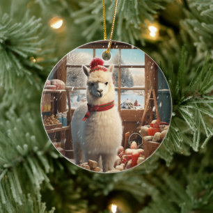 Ornamento navideño Llama Merry, regalo de amante d