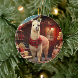 Ornamento navideño Llama Merry, regalo de amante d