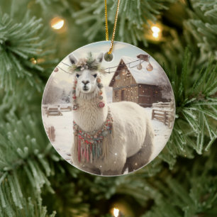 Ornamento navideño Llama Merry, regalo de amante d