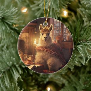Ornamento navideño Llama Merry, regalo de amante d