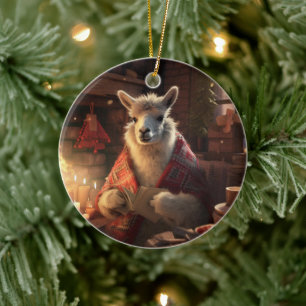 Ornamento navideño Llama Merry, regalo de amante d