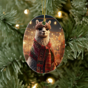 Ornamento navideño Llama Merry, regalo de amante d