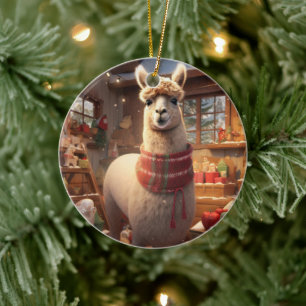 Ornamento navideño Llama Merry, regalo de amante d