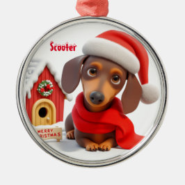 Ornamento navideño Metalizado animado de Dachshund