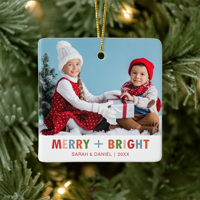 Ornamento navideño moderno y brillante (Modern Merry and Bright Christmas Ornament
)