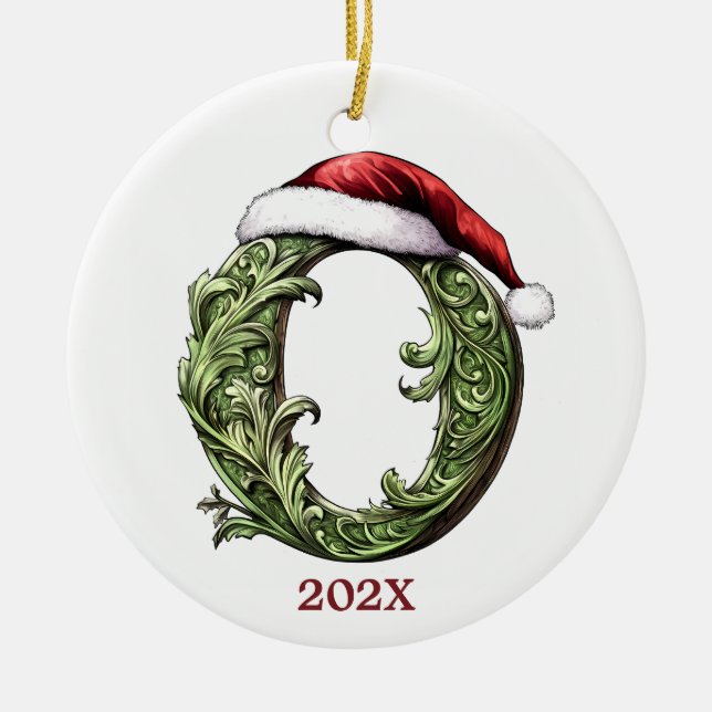 Ornamento navideño monograma personalizado (Frente)