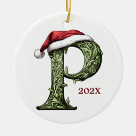 Ornamento navideño monograma personalizado