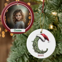 Ornamento navideño monograma personalizado