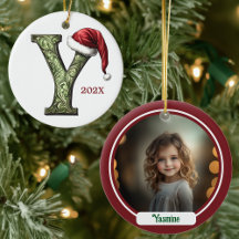 Ornamento navideño monograma personalizado