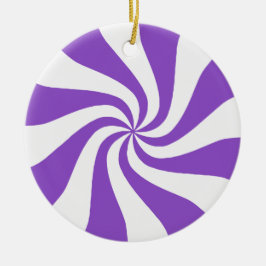 Ornamento navideño morado y blanco con candía de m