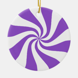 Ornamento navideño morado y blanco con candía de m