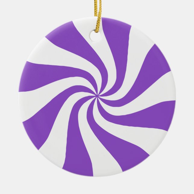 Ornamento navideño morado y blanco con candía de m (Frente)